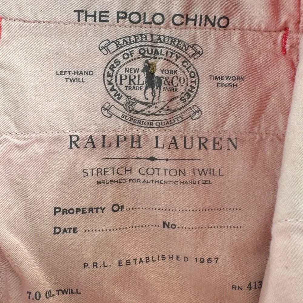 Polo Ralph Lauren Mens Stretch Straight Fit Chino Pants Salmon Pink 33x32 NEW